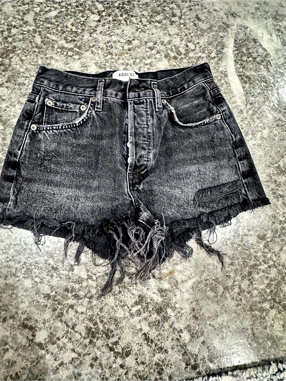 AGOLDE Parker Vintage Cut Off Short Women's Black Denim Jean Shorts